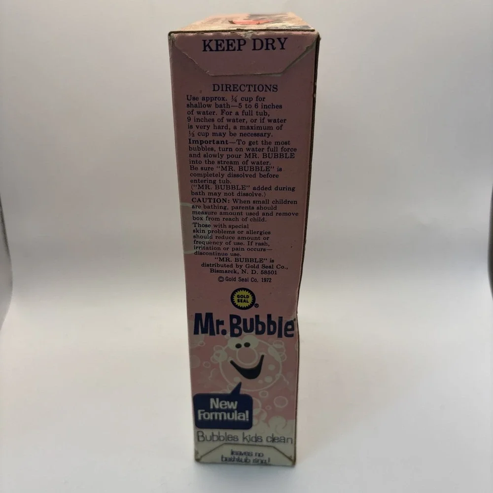 RARE Vtg 1972 MR. BUBBLE Pink Box New Formula Gold Seal Co Retro Prop NOS - Picture 3 of 7